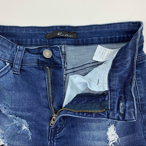 KanCan Distressed High Rise Cuttoff Denim Shorts S - Picture 4 of 9